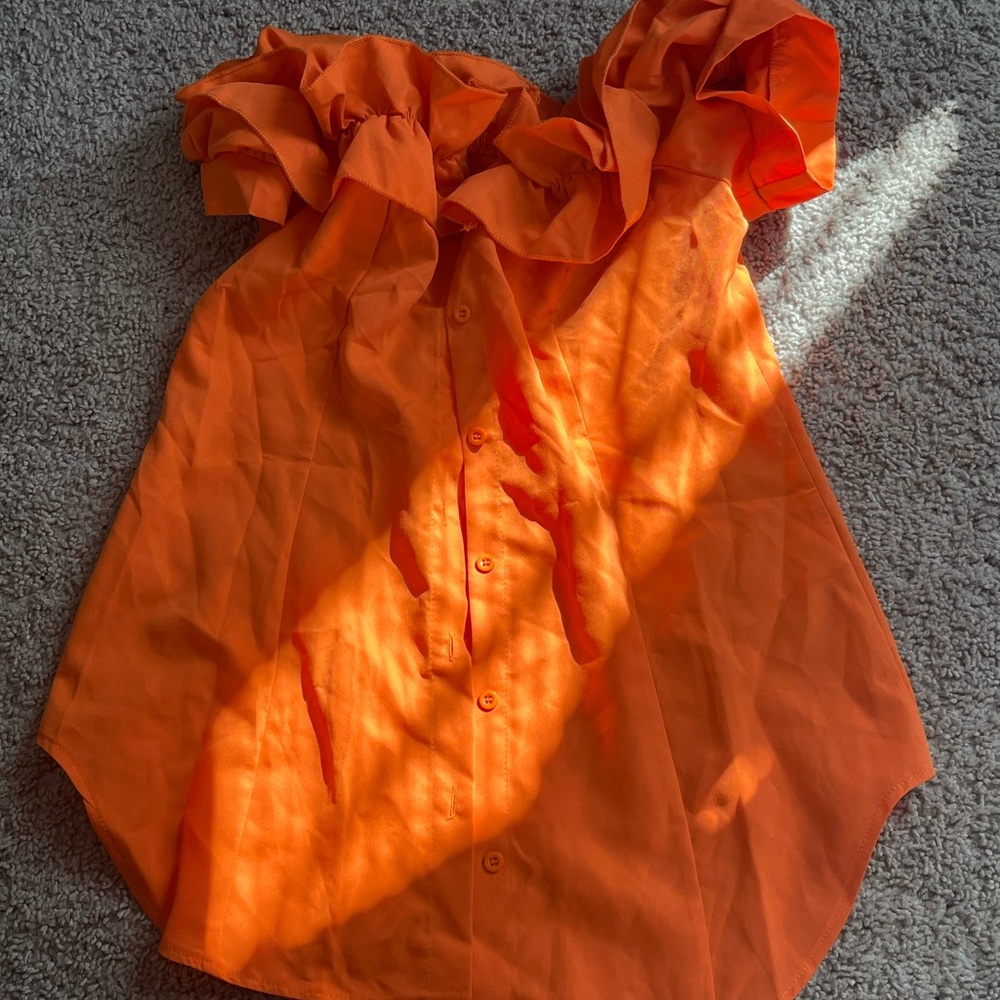 SHEIN Orange Ruffle Blouse